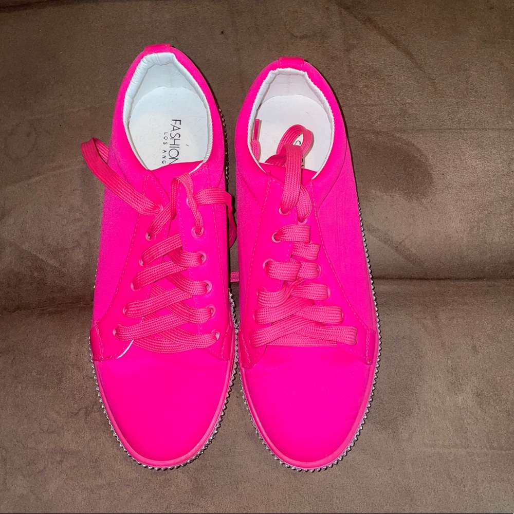 Woman’s Fashion Nova Hot pink Studded sneakers